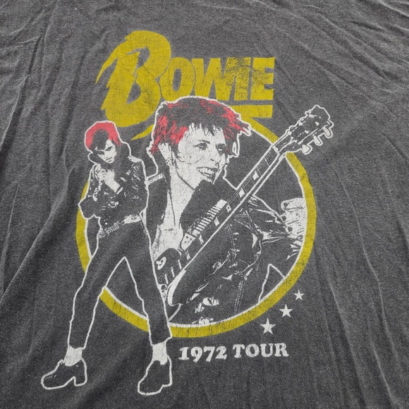 Bowie 1972 Tour Graphic T Shirt XL TG Charcoal Grey Cotton - Picture 2 of 7